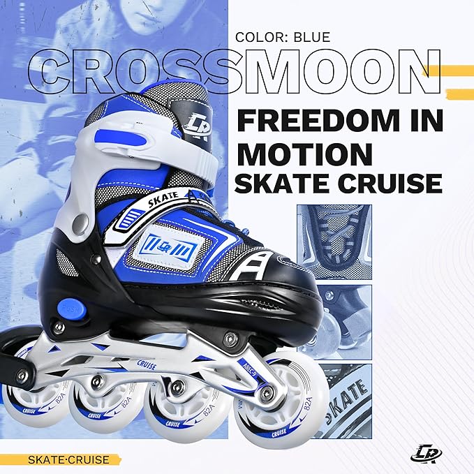 Adjustable Inline Skates for Kids, Teens, and Adults – ABEC-7 Bearings, PU Wheels, Comfortable Fit, for Indoor and Outdoor Skating