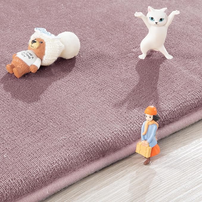 BALAPET Thick Memory Foam 50x50 Play Mat for Playpen, Super Soft Velvet Portable Baby Playpen Mat for Kids Toddler Crawling and Play, Non-Slip Bottom Playmat, Pink