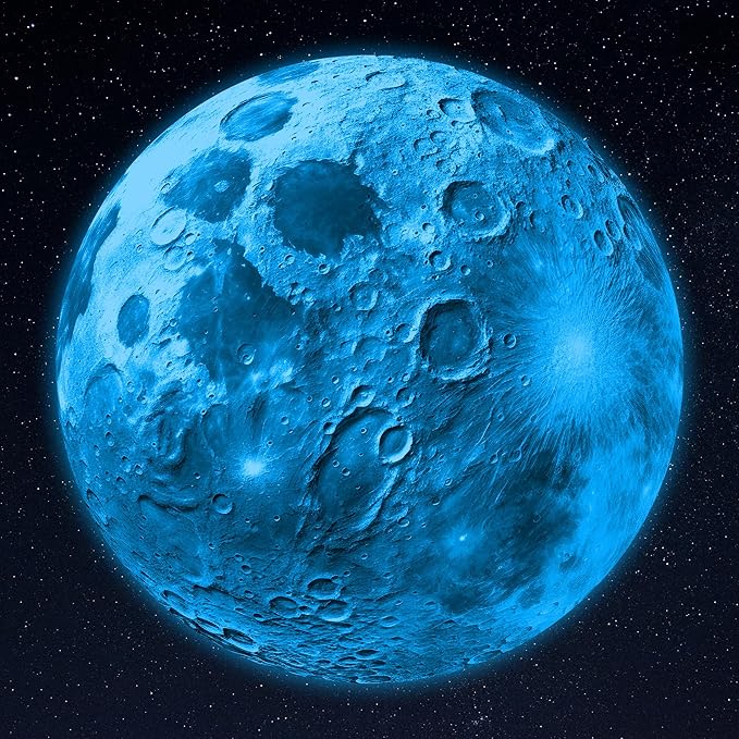 Glow in The Dark Sun for Ceiling, Luminous Planet Wall Sticker, Kids Bedroom Wall Decal, Sticky Fluorescence Sun, Gift for Boys and Girls (Blue)