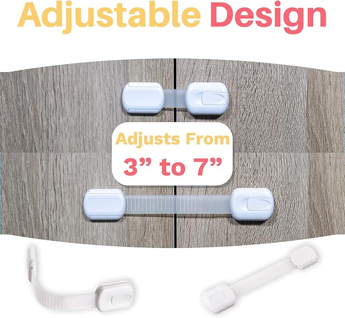 6-Pack Child Proof Locks for Cabinet Doors, Drawers, Fridge, Toilet Seat, Dishwasher, Trash Can, Cupboard - 3M - No Drilling - Child Safety Locks for Cabinets and Drawers - Baby Proofing Cabinets Lock