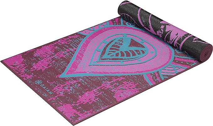 Gaiam Yoga Mat - Premium 6mm Print Reversible Extra Thick Non Slip Exercise & Fitness Mat for All Types of Yoga, Pilates & Floor Workouts (68" x 24" x 6mm Thick)