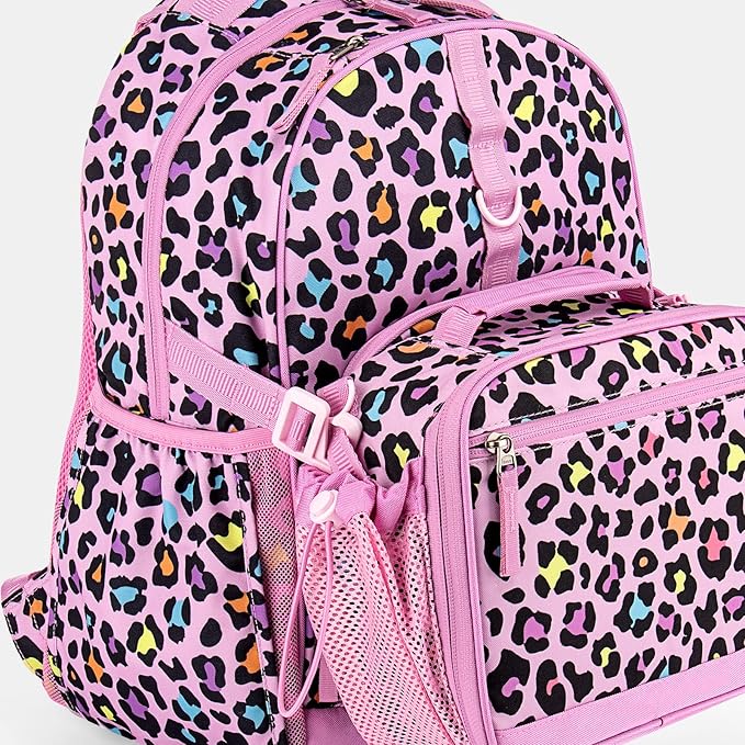 Choco Mocha Unicorn Backpack for Girls, Elementary School Backpack for Girls Ages 6-8 Kids Kindergarten Backpack Bookbag 17 Inch with Chest Strap, Pink