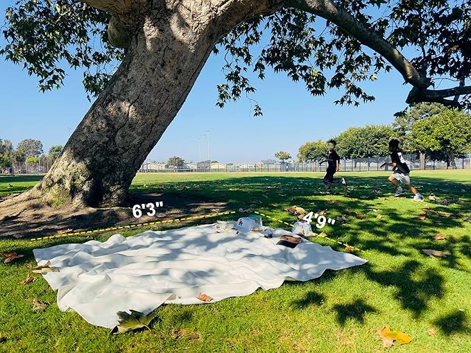 4’9” x 6’3” White Lightweight Water-Resistant Canvas Mat – Picnic, Outdoor, Beach, Park, Camping, Toy Mat