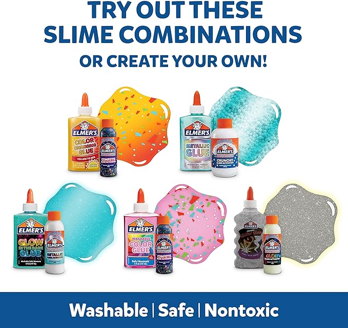 Elmer's Celebration Slime Kit, Complete Slime Supplies with Assorted Magical Liquid Slime Activators and Assorted Liquid Glues, 10 Count - Perfect for Parties, Gift, Activity Time