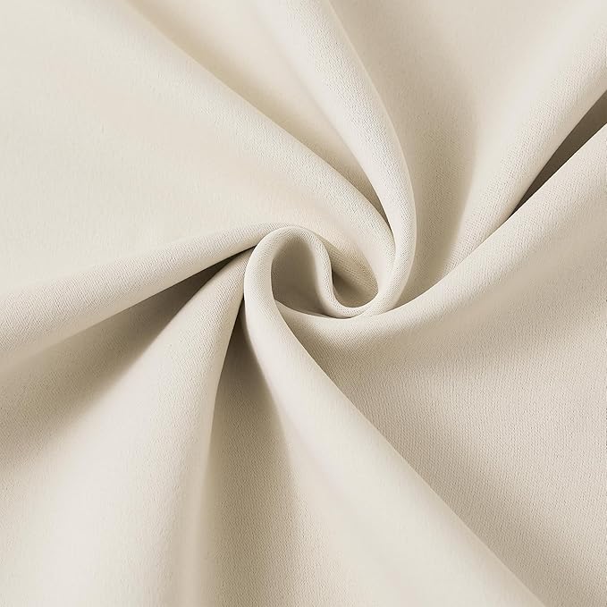 KEQIAOSUOCAI Cream Beige Curtains for Bay Windows, Sound Reducing Solid Window Treatment for Cafe/Kitchen/Night Shift,Blackout Window Curtain Panels with Pinch Pleat,W40 x L45, 2 Panels