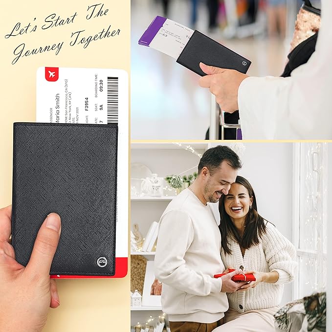 2 Passport Holder - Travel Essentials, RFID Blocking Wallet Credit Card Organiser, Plain Accessories Slim Cover For Men & Women