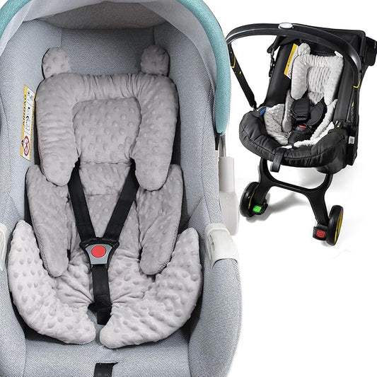 3in1 Baby CarSeat Head Support for Infant, Reversible Soft Infant Car Seat Insert Newborn Boy Girl, Breathable Cotton Head Body Support Pillow Cushion,Stroller,Swing,Bouncer,Baby Registry,Grey