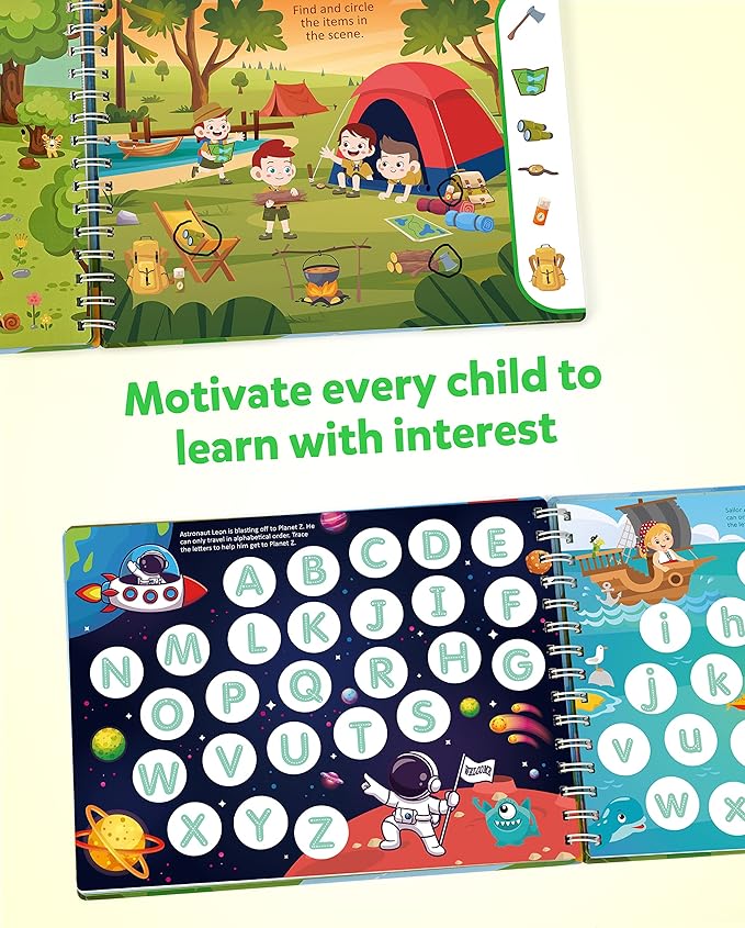 Coogam Pencil Control Tracing Workbook, Learn to Write Alphabet ABC Letters Numbers Handwriting Book Fine Motor Montessori Educational Toy Gift for Preschool Kids