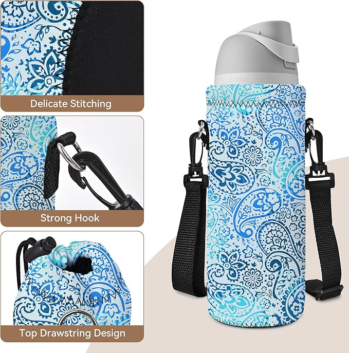 AUPET Water Bottle Bag Carrier,24oz/32oz Insulated Neoprene bottle Sling Holder Case Pouch Cover for 1000ML/750ML Bottles with Shoulder Strap for walking