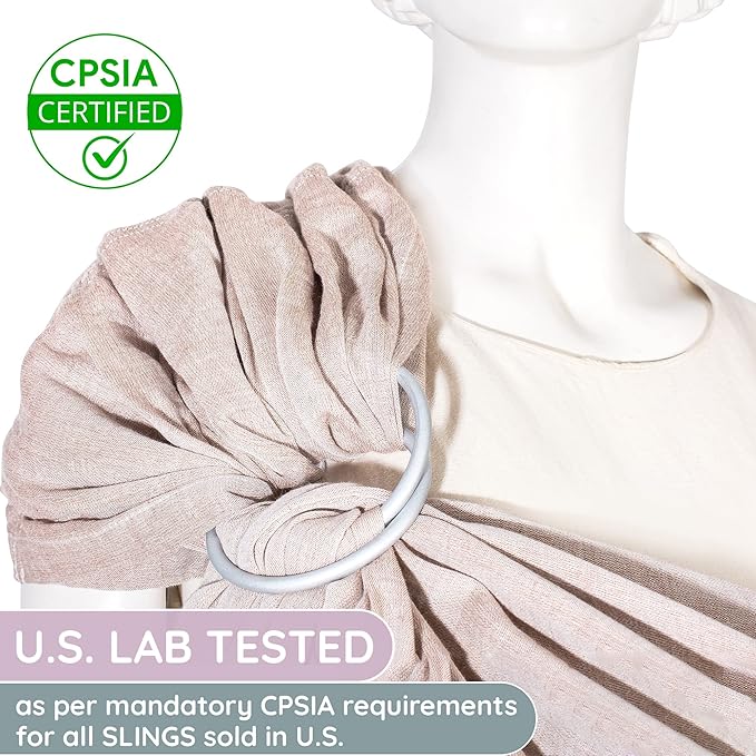 Baby Sling Carrier – Breathable 100% Cotton Wrap for Infant Support, Ring Sling Baby Carrier – Adjustable Muslin Fabric, Soft Chest Hold for Travel (Sand)