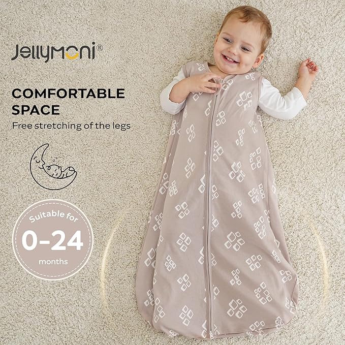 JELLYMONI Baby Sleep Sack 6-12 Months, 100% Cotton 3 Pack 0.5 TOG Baby Wearable Blanket Infant Sleep Sack with 2-Way Zipper Newborn Sleep Sacks
