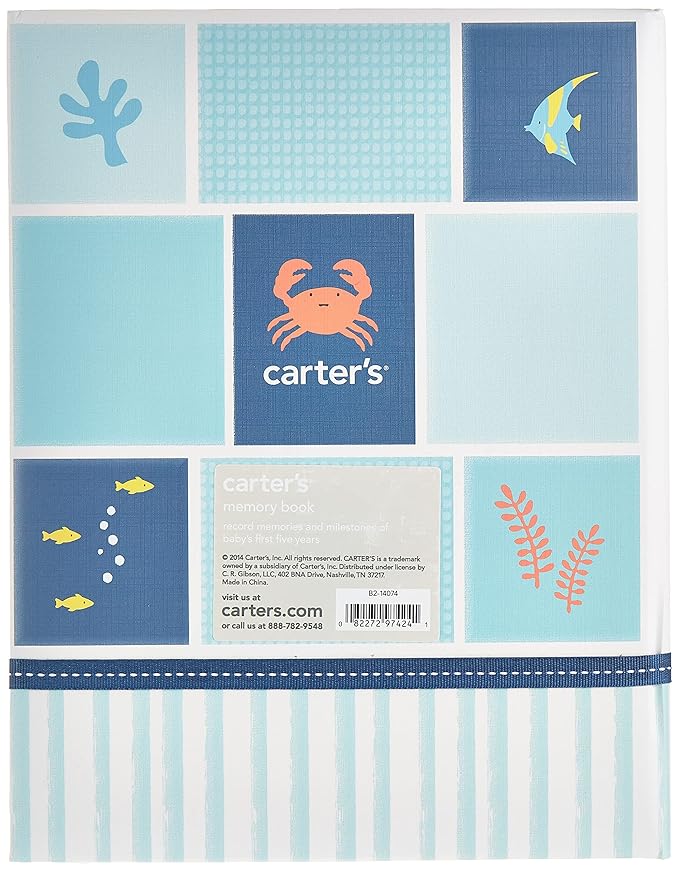 C.R. Gibson First 5 Years Memory Book, by Carters, Record Memories and Milestones on 64 Beautifully Illustrated Pages - Under The Sea