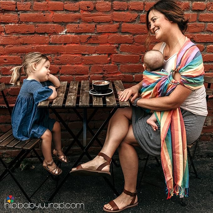 Hip Baby Wrap Ring Sling Baby Carrier for Infants and Toddlers - Beautiful, 100% Soft Cotton Baby Wraps Carrier for Babies 8-35 lbs - Perfect Baby Shower Gifts Moms and Dads - Nursing Cover (Rainbow)