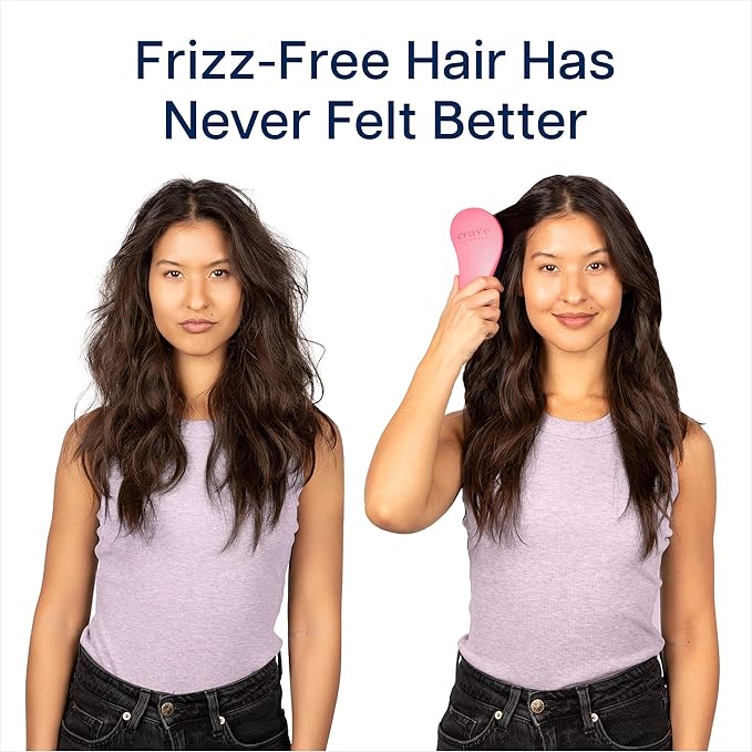 Crave Naturals Glide Thru Hair Brush - Detangler Brush for Curly, Straight, Wet or Dry Hair - Gentle Detangling Brushes for Adults, Kids, Toddlers - Hair Accessories for Women, 7.5x3 - Pink