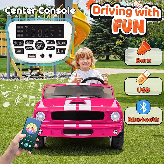 24V 2 Seater Ride on Toys, Licensed Shelby Cobra Kids Power Car Wheeler Ride On Toy w/ 2WD/4WD Switchable, Remote Control, 19" Spacious Seat, 4 Spring Suspension, Music, Bluetooth