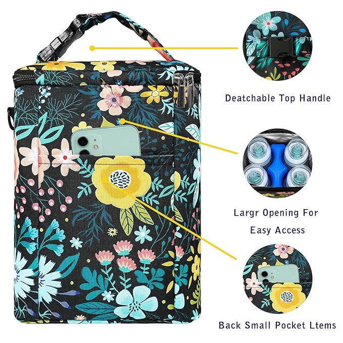 Breastmilk Cooler Bag with Ice Pack Fits Up to 9oz Bottles - Insulated Baby Bottle Cooler with Strap - Nursing Mom & Daycare Travel