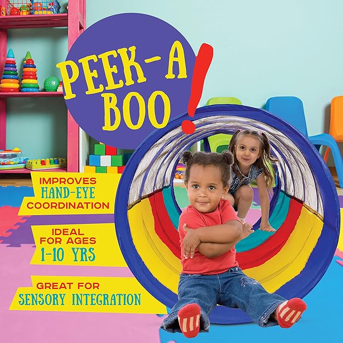 Kiddey Play Tunnel for Kids - Pop Up Tunnel Toys for Toddlers, Kids Multicolored Tunnel for Indoor/Outdoor Fun, Crawl & Play, Obstacle Course Great Gifts for Toddlers - Balls Not Included (2 Pk)