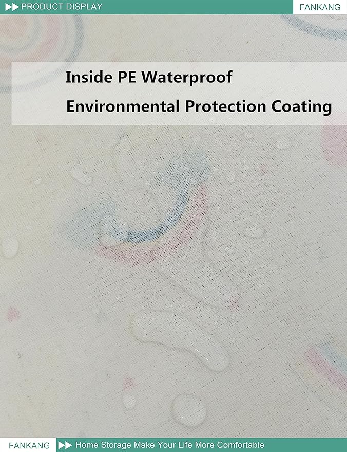 FANKANG Storage Bins, Nursery Hamper Canvas Laundry Basket Foldable with Waterproof PE Coating Large Storage Baskets for Kids Boys and Girls, Office, Bedroom, Clothes,Toys(Rec-Love Rainbow