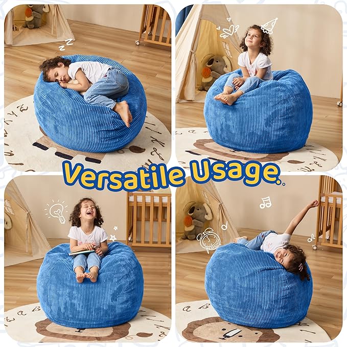 Bean Bag Chairs Teardrop Bean Bag Chair Beanbag Chair with Memory Foam Filled Machine Washable Cover for Living Room, Bedroom (Small,Blue)