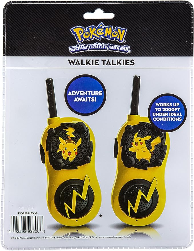 eKids Pokemon Walkie Talkies Pikachu Toys FRS Walkie Talkies for Kids Long Range Static Free Easy to Use For Indoor and Outdoor Games