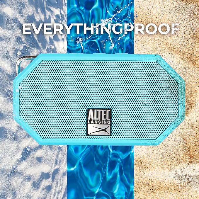 Altec Lansing Mini H2O - Waterproof Bluetooth Speaker, IP67 Certified & Floats in Water, Compact & Portable Speaker for Hiking, Camping, Pool, and Beach,Aqua